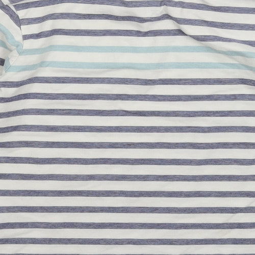 Preworn Girls White Striped  Basic T-Shirt Size 6 Years
