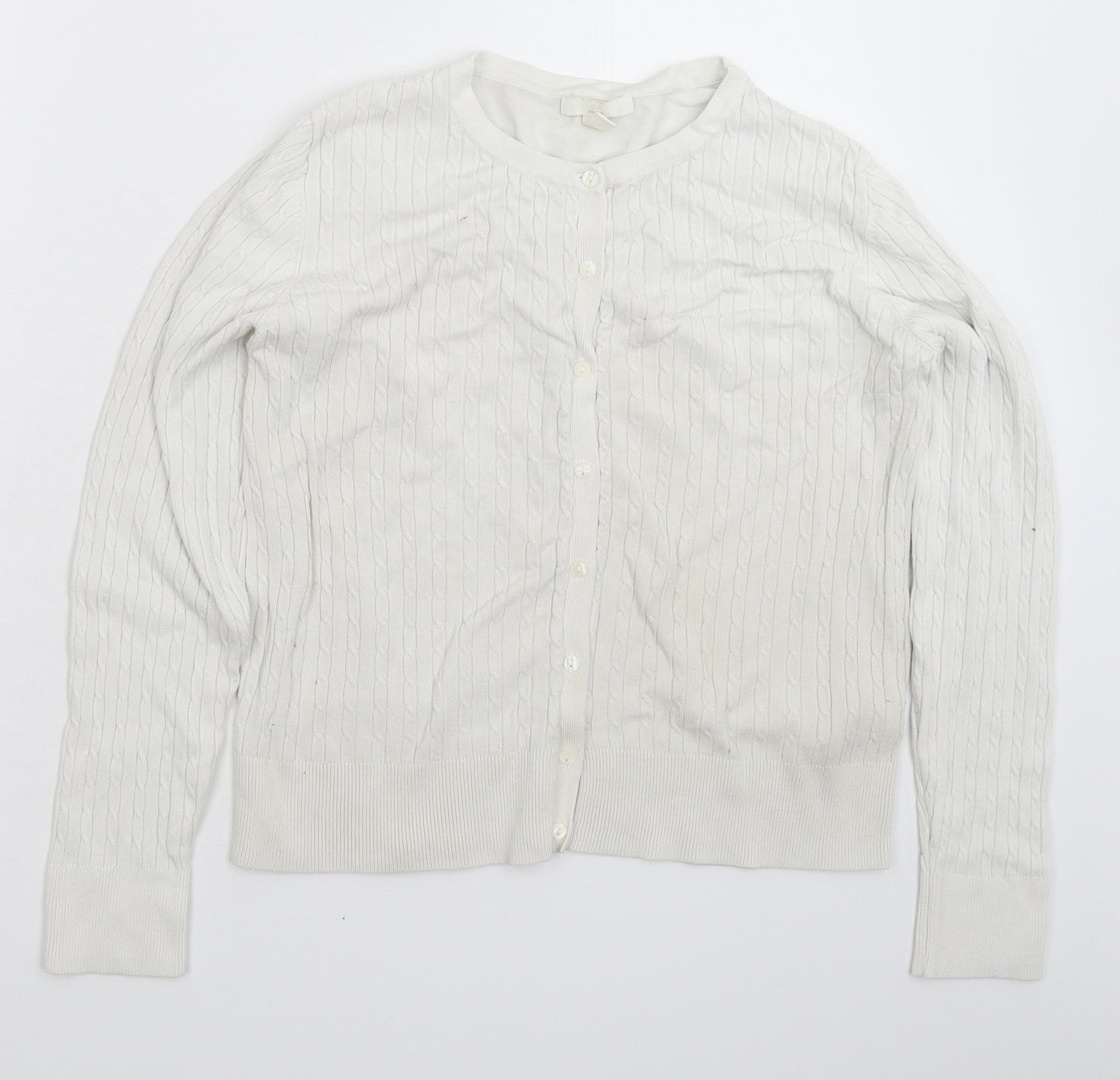 H&M Womens White  Knit Pullover Jumper Size M