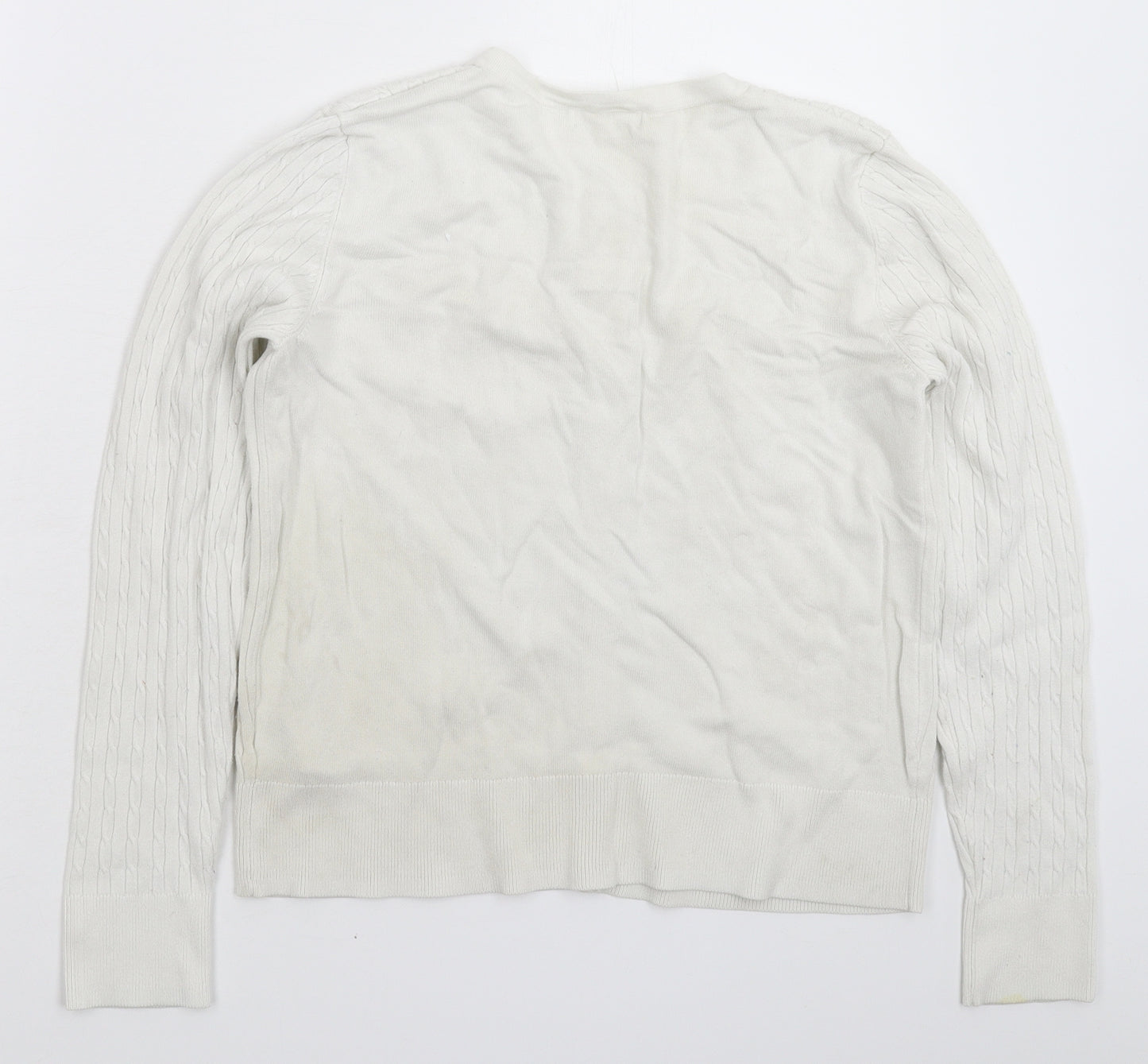 H&M Womens White  Knit Pullover Jumper Size M