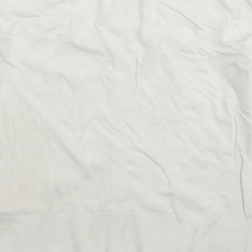 H&M Womens White  Knit Pullover Jumper Size M