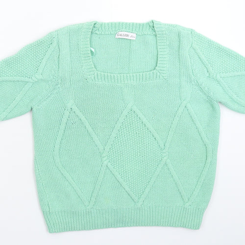 Gallery Womens Green  Knit Pullover Jumper Size L
