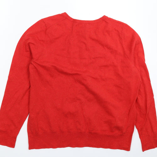Lands' End Womens Red  Knit Cardigan Jumper Size L
