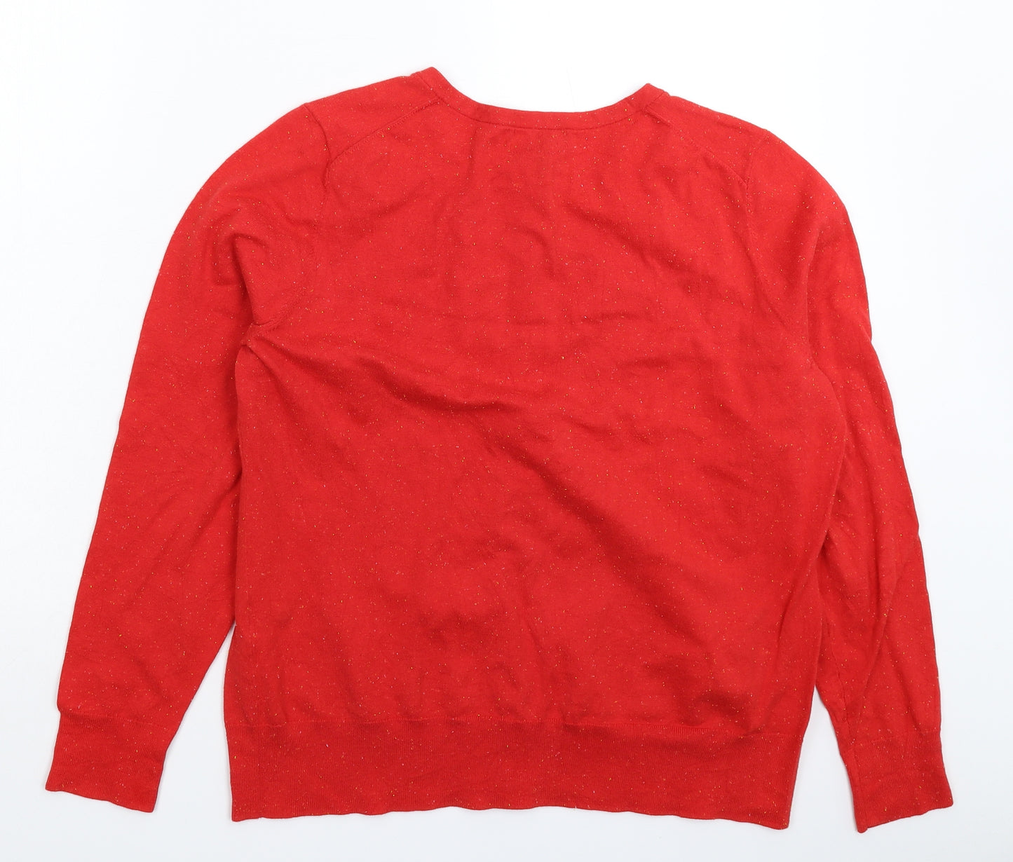 Lands' End Womens Red  Knit Cardigan Jumper Size L