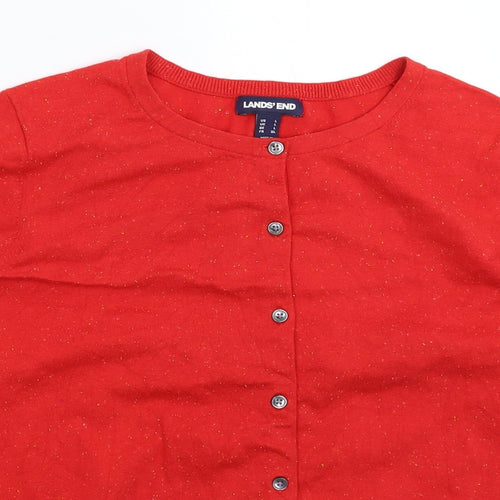 Lands' End Womens Red  Knit Cardigan Jumper Size L