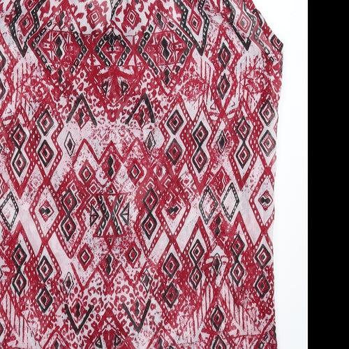 Stradivarius Womens Multicoloured Geometric  Basic Button-Up Size M