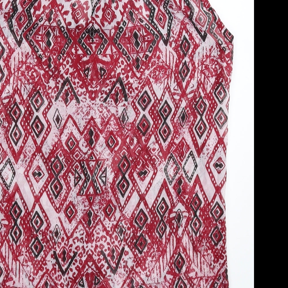 Stradivarius Womens Multicoloured Geometric  Basic Button-Up Size M