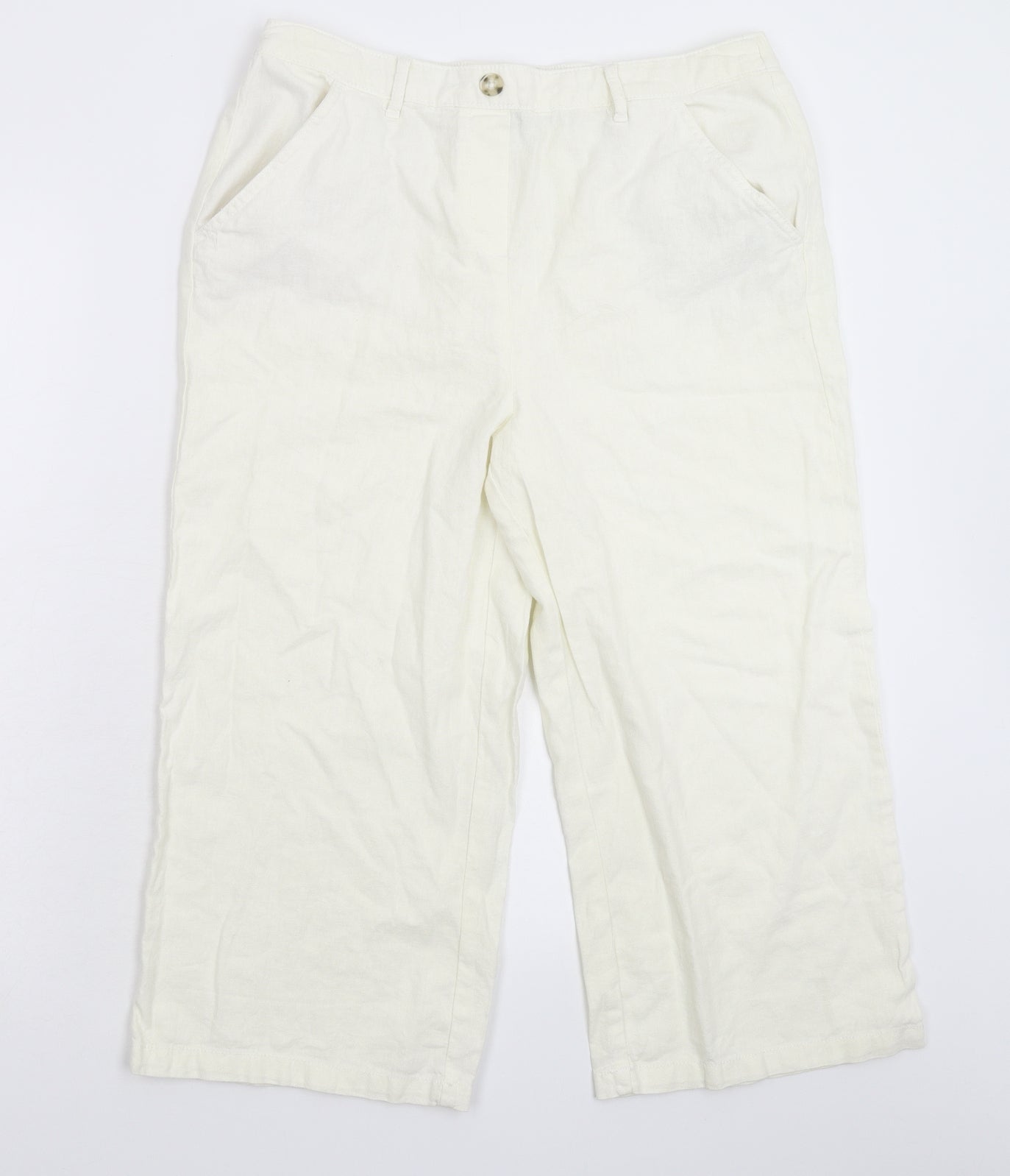 Bonmarché Womens White   Cropped Trousers Size 14 L20 in