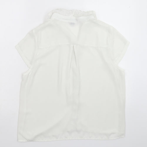 Cutie Womens White  Satin Basic Button-Up Size 16