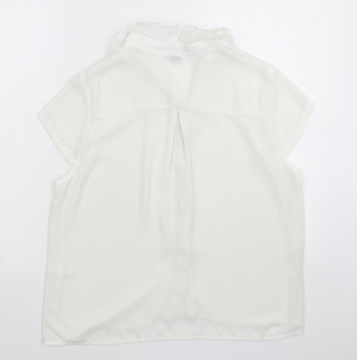 Cutie Womens White  Satin Basic Button-Up Size 16