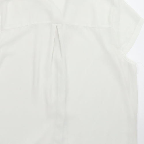 Cutie Womens White  Satin Basic Button-Up Size 16