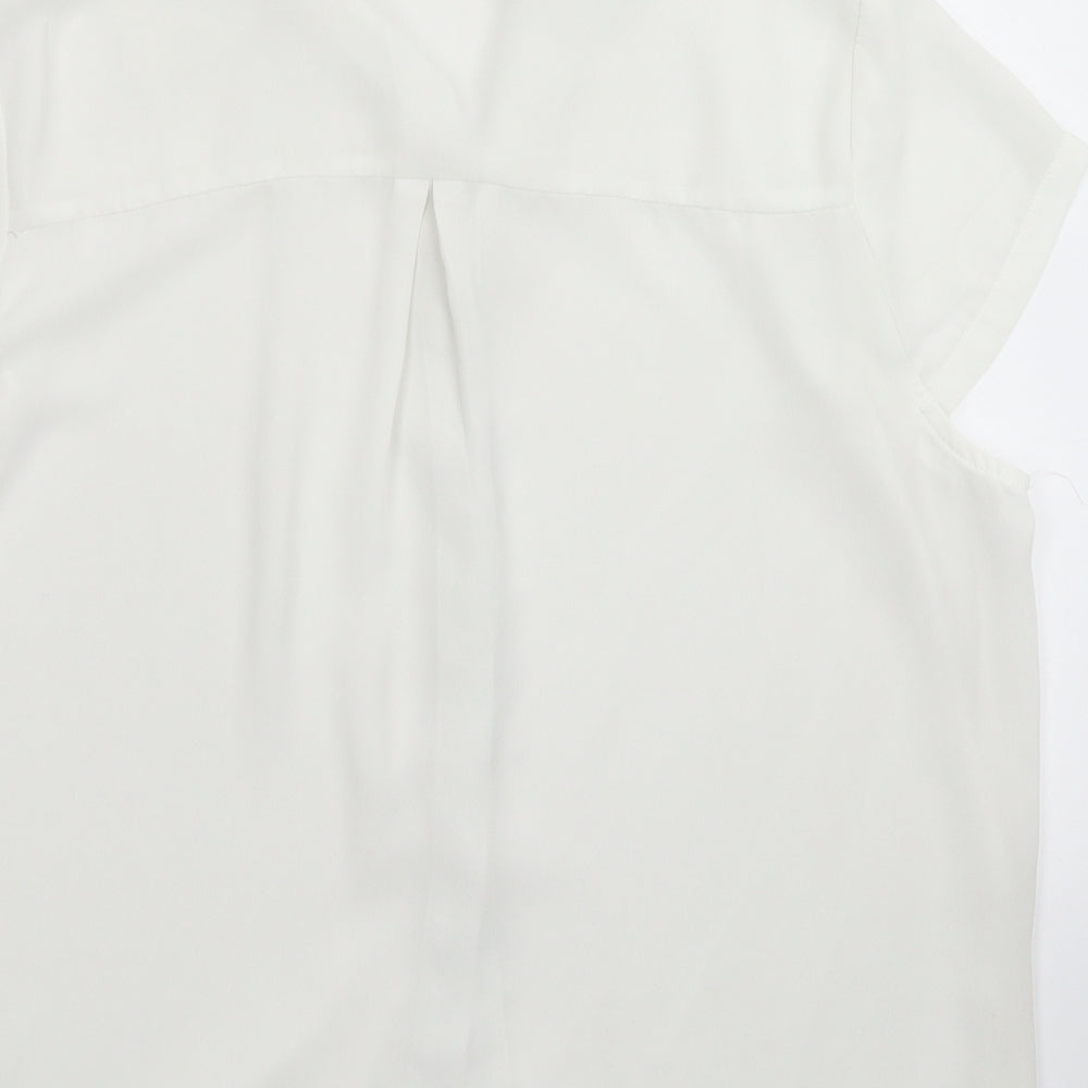 Cutie Womens White  Satin Basic Button-Up Size 16