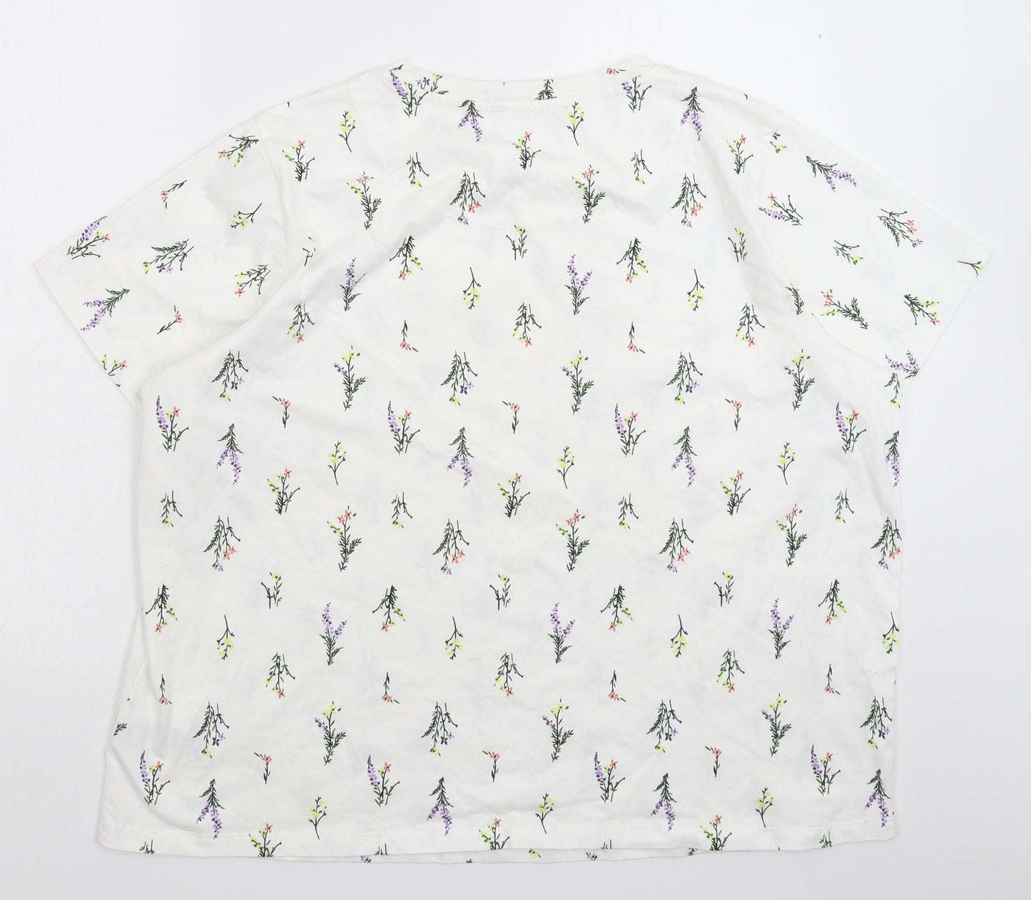 Marks and Spencer Womens White Floral  Basic T-Shirt Size 24