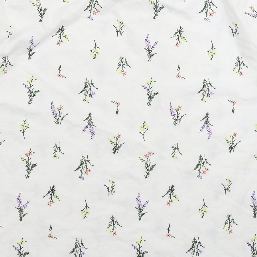 Marks and Spencer Womens White Floral  Basic T-Shirt Size 24