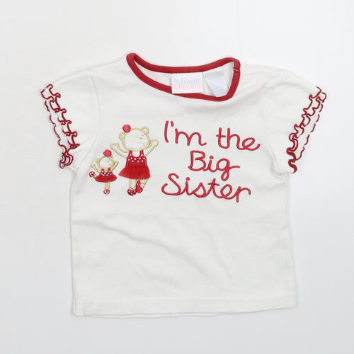 Miniwear Girls White   Basic T-Shirt Size 24 Months