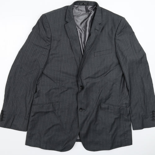 Butler & Webb Mens Grey Striped  Jacket Suit Jacket Size 44