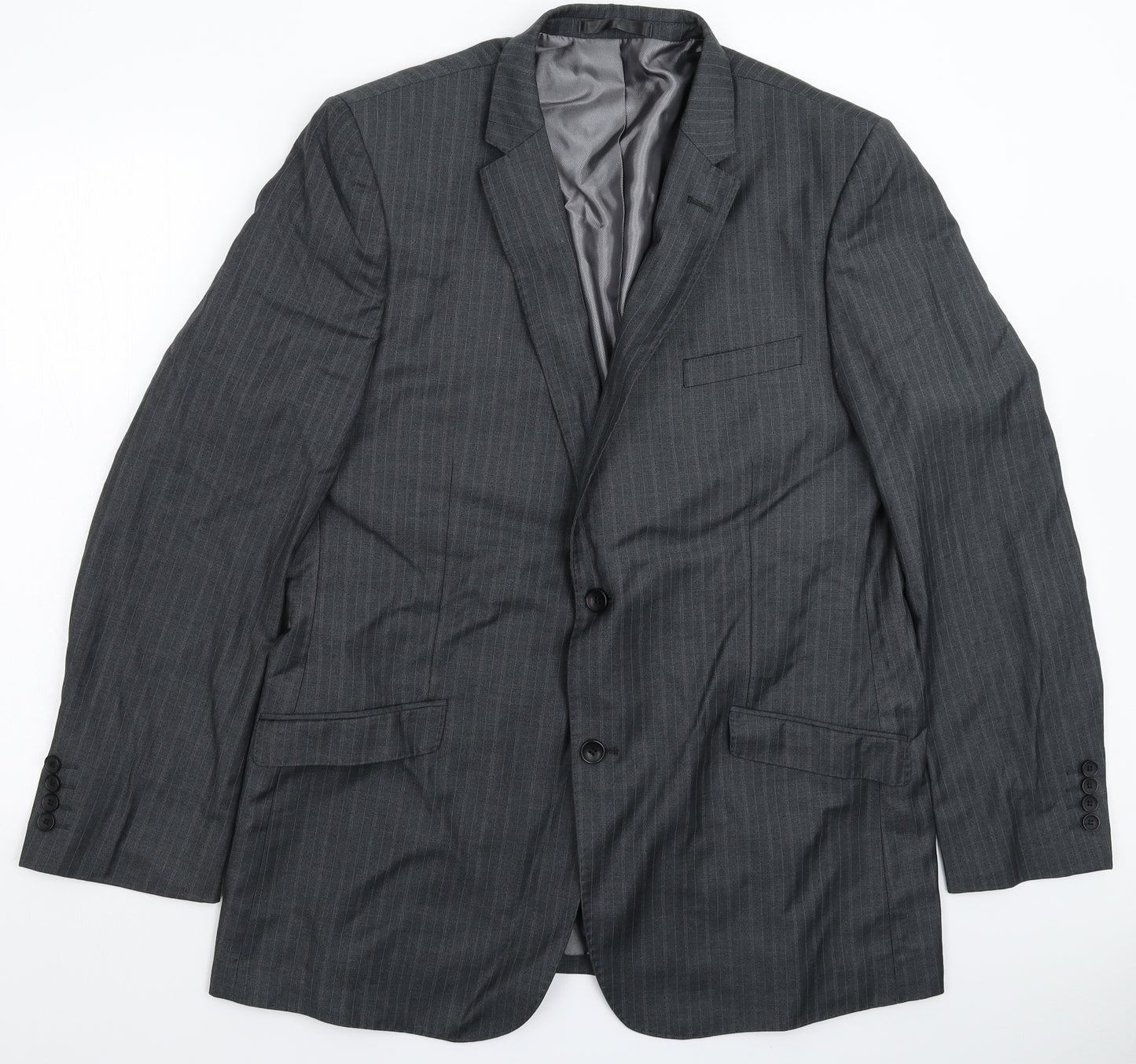 Butler & Webb Mens Grey Striped  Jacket Suit Jacket Size 44