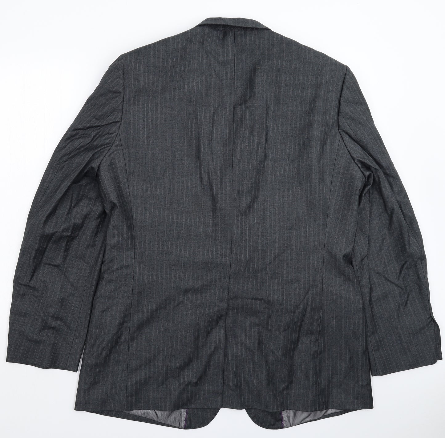 Butler & Webb Mens Grey Striped  Jacket Suit Jacket Size 44