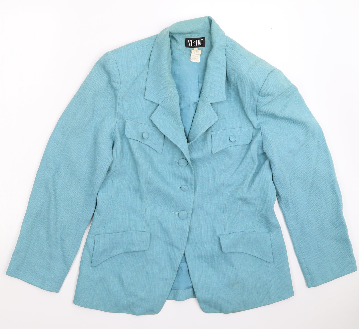 VIRTUE Womens Blue   Jacket Suit Jacket Size 12