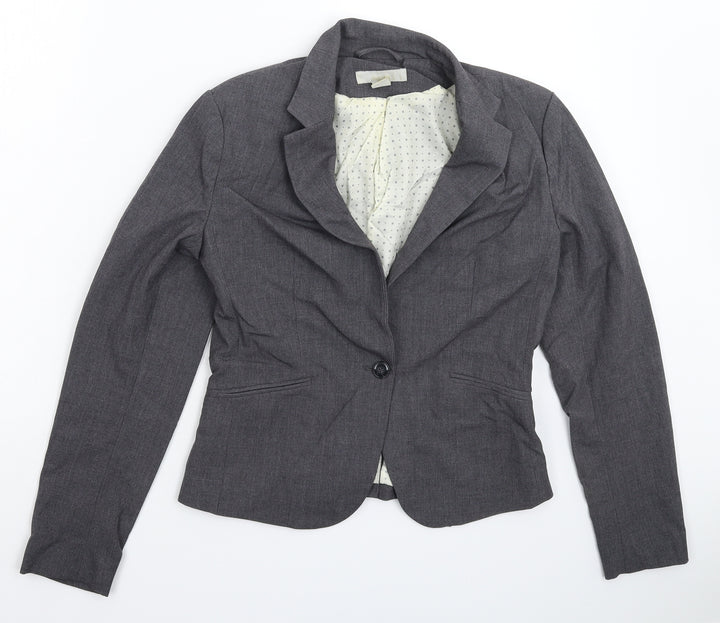 H&M Womens Grey Jacket Suit Jacket Size 12