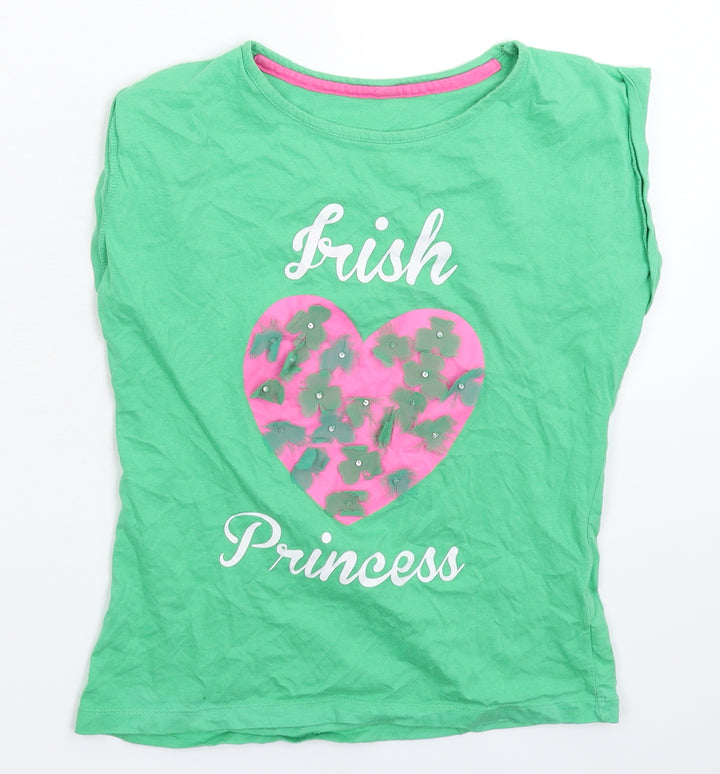 Dunnes Stores Girls Green Basic T-Shirt Size 10 Years