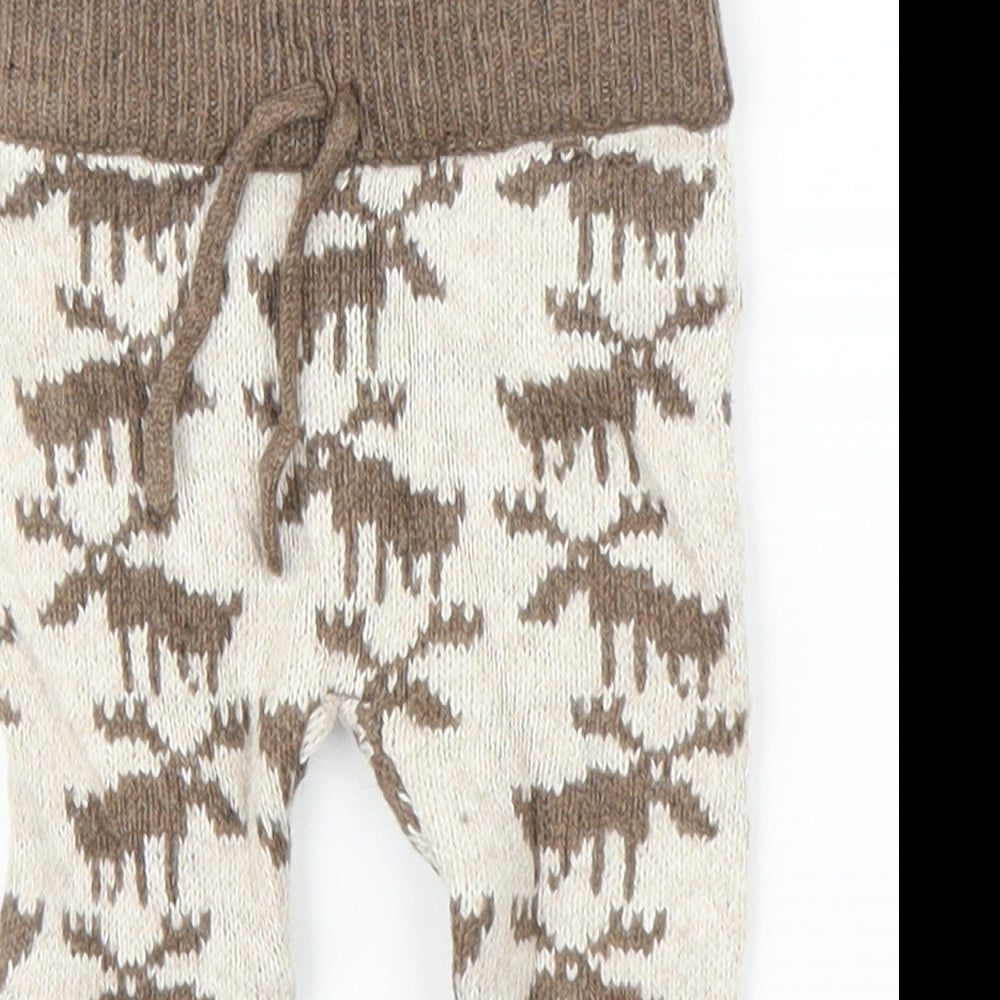Zara Boys Brown Fair Isle  Capri Leggings Size 0-3 Months