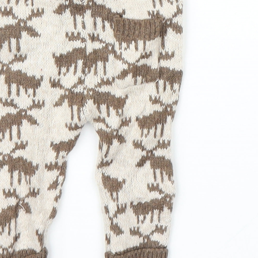Zara Boys Brown Fair Isle  Capri Leggings Size 0-3 Months