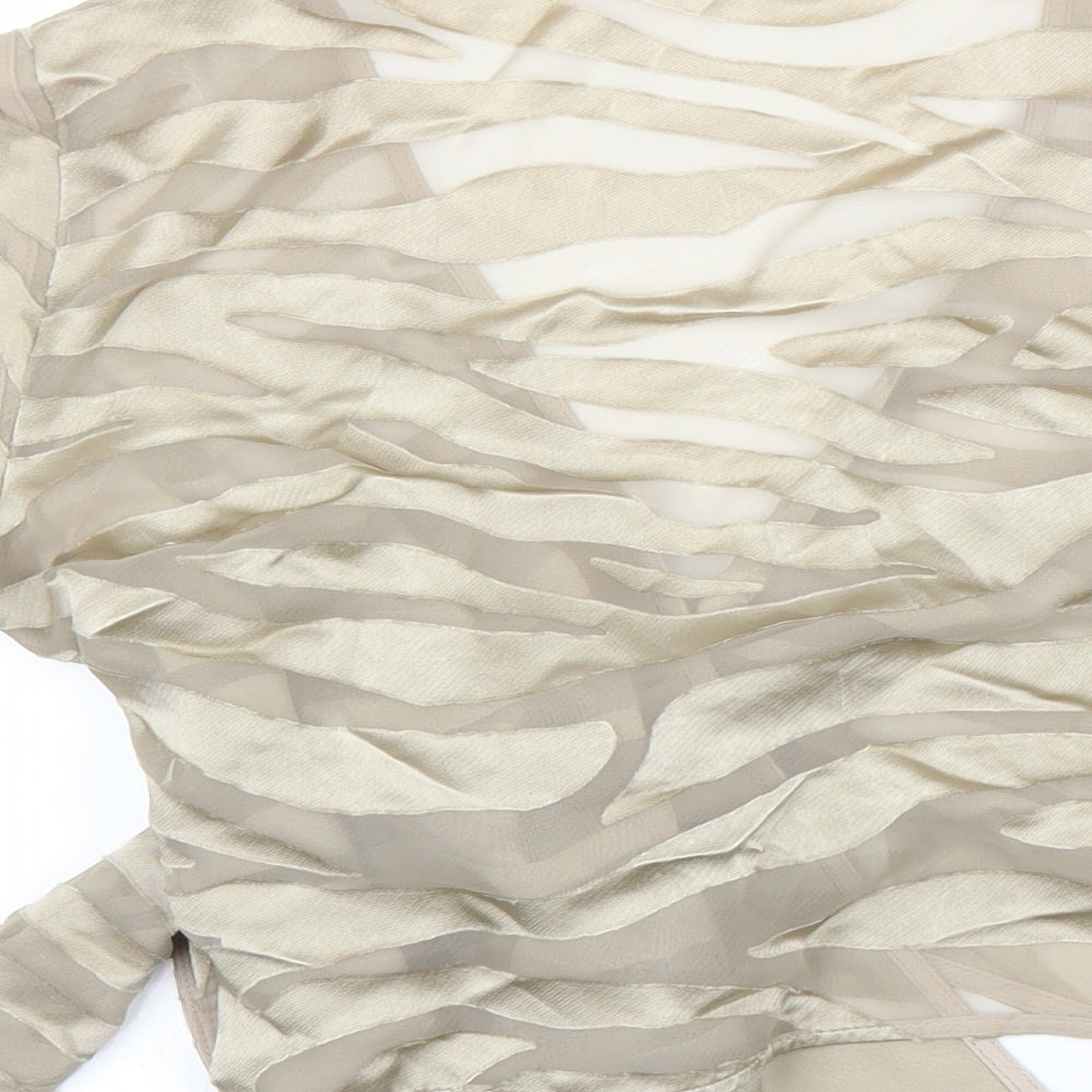 F&F Womens Gold Animal Print  Wrap Blouse Size 10  - Zebra print