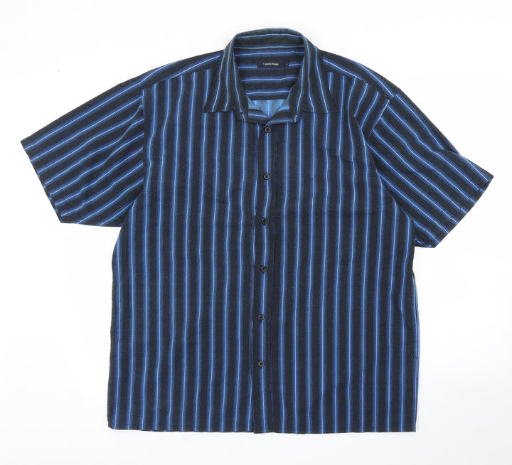 Matalan Mens Blue Striped Button-Up Size L