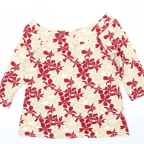 Preworn Womens Beige Floral  Basic Blouse Size M