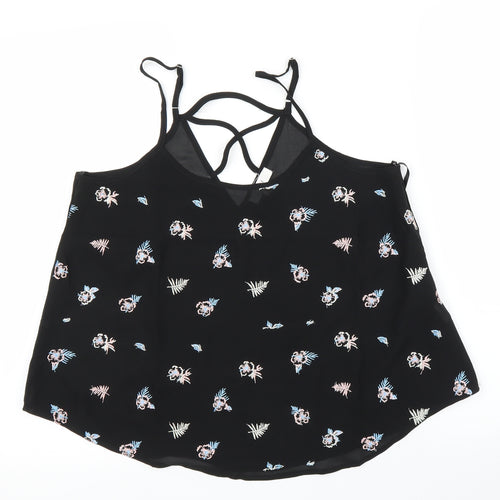 MINE Womens Black Floral  Camisole Blouse Size M