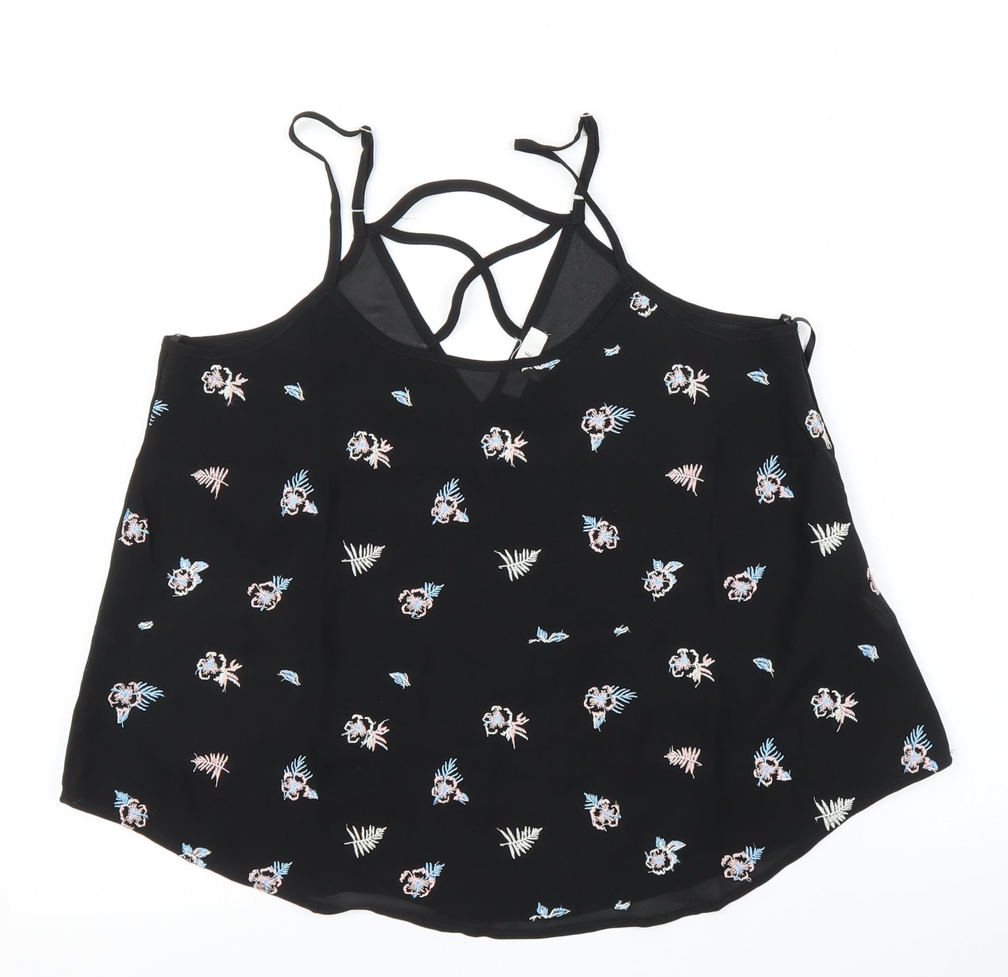 MINE Womens Black Floral  Camisole Blouse Size M