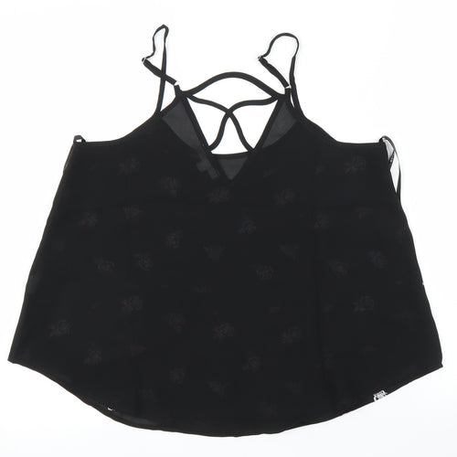 MINE Womens Black Floral  Camisole Blouse Size M