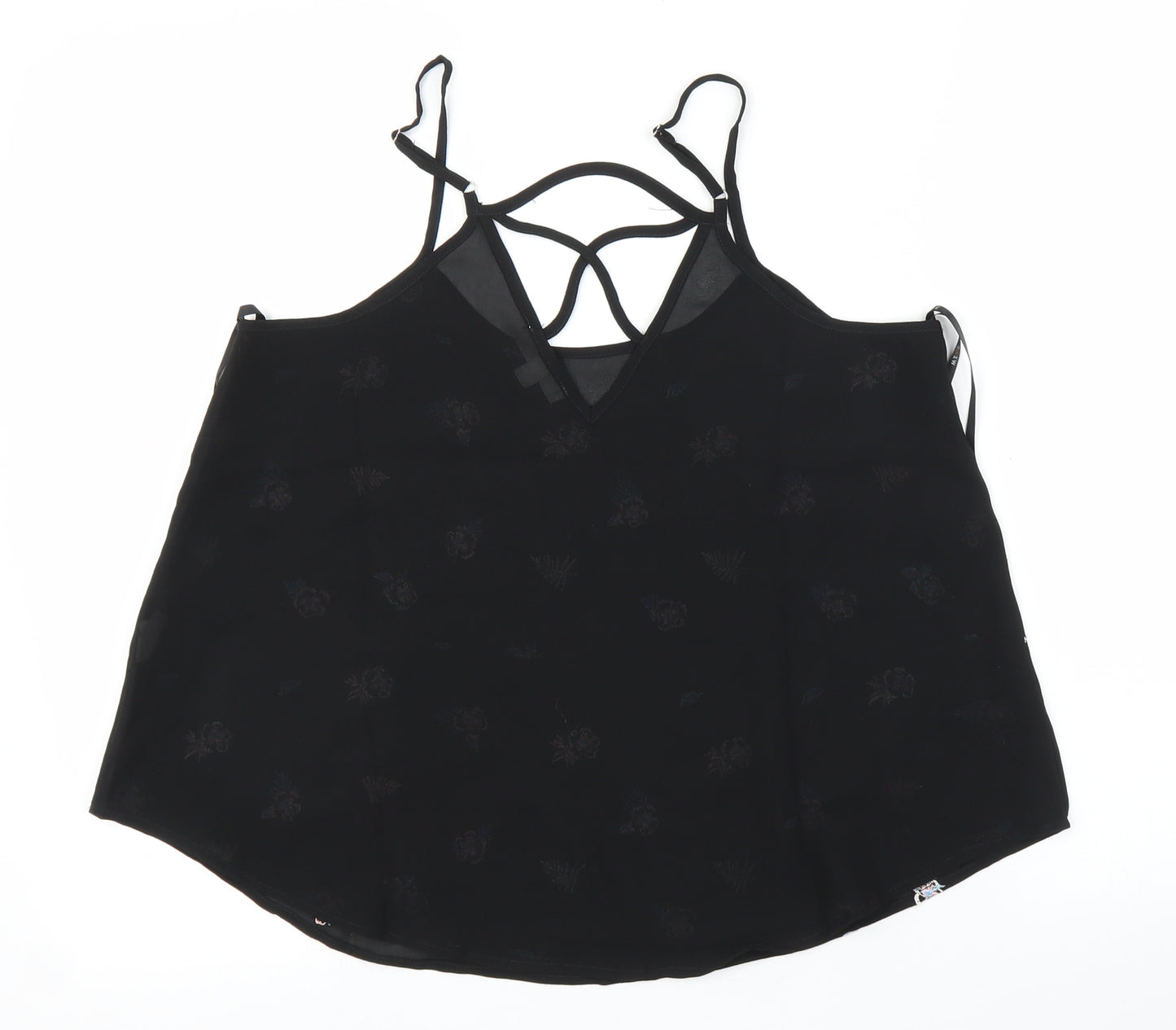 MINE Womens Black Floral  Camisole Blouse Size M