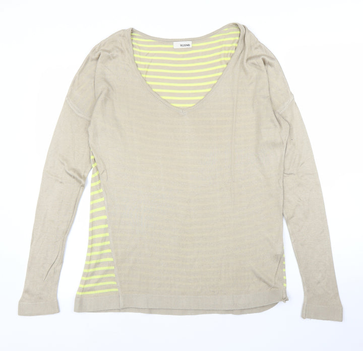 Tezenis Womens Beige Striped Pullover Jumper Size L