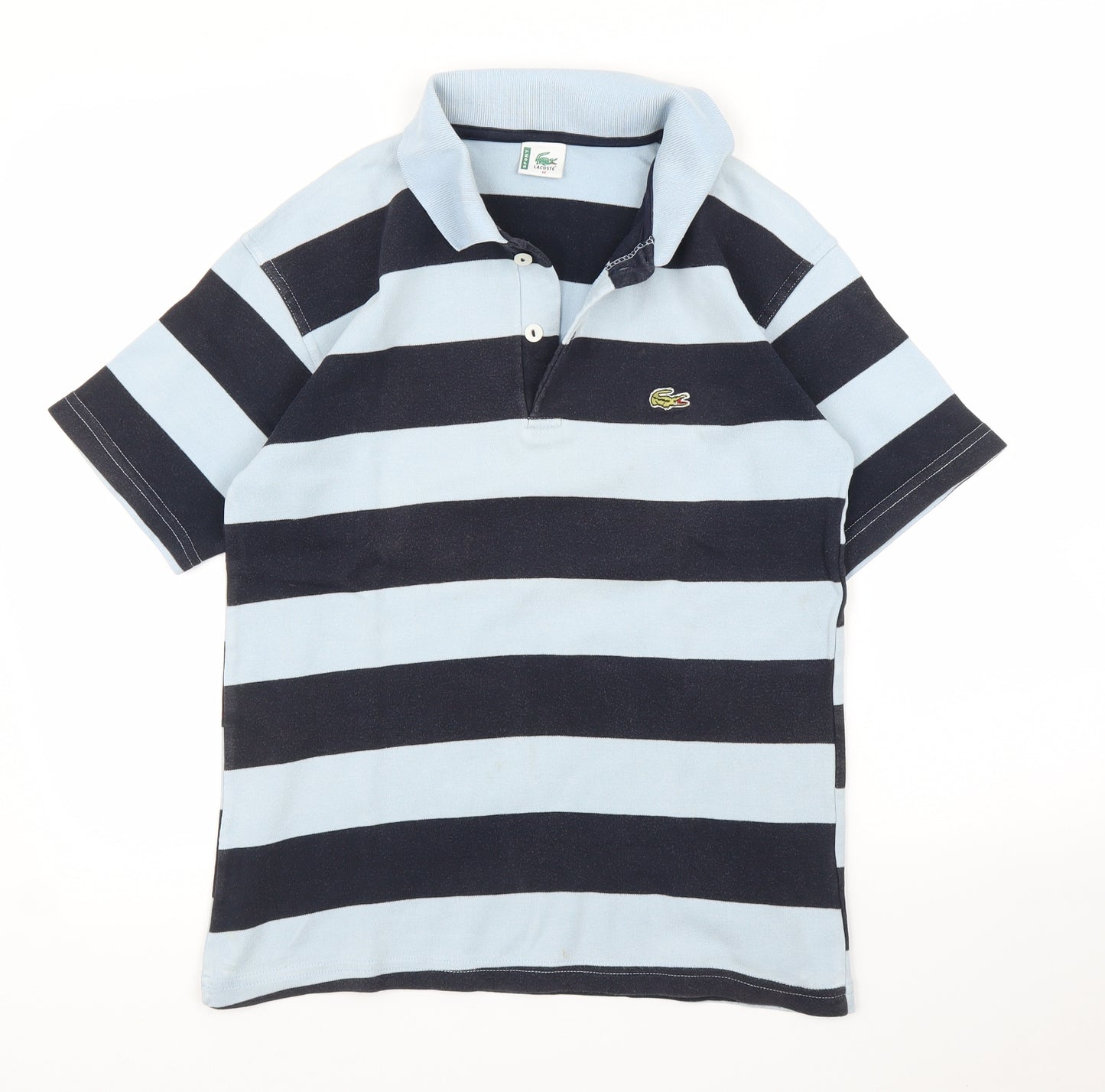 Lacoste Mens Blue Striped   Polo Size M