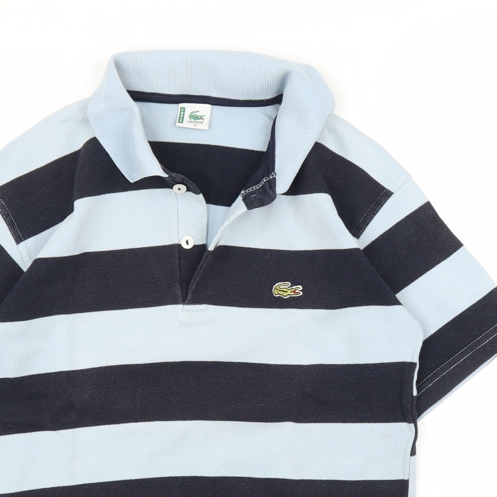 Lacoste Mens Blue Striped   Polo Size M