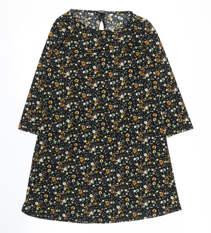 Mango Womens Black Floral A-Line Size S