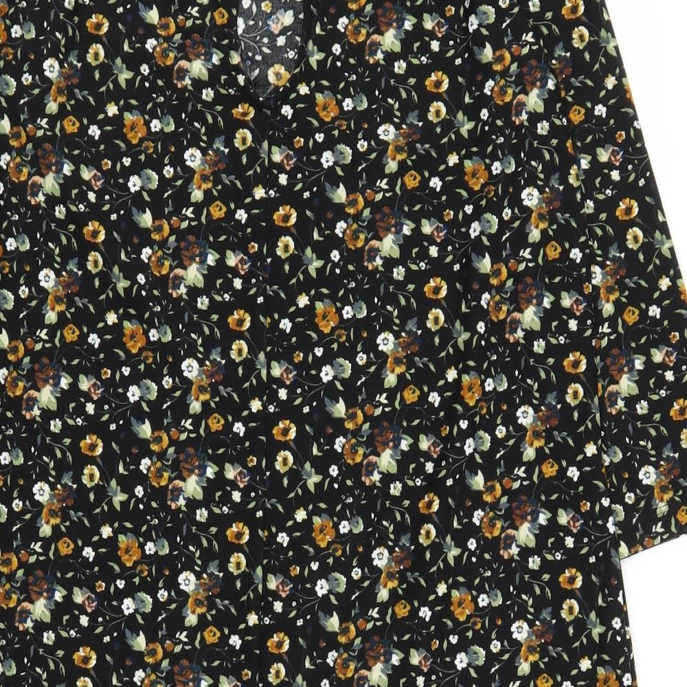 Mango Womens Black Floral  A-Line  Size S