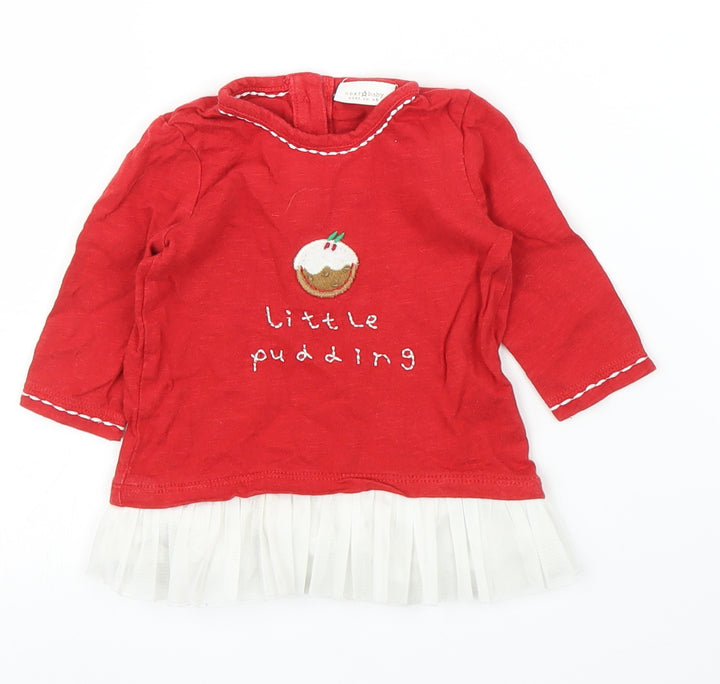 NEXT Girls Red Basic T-Shirt Size 0-3 Months