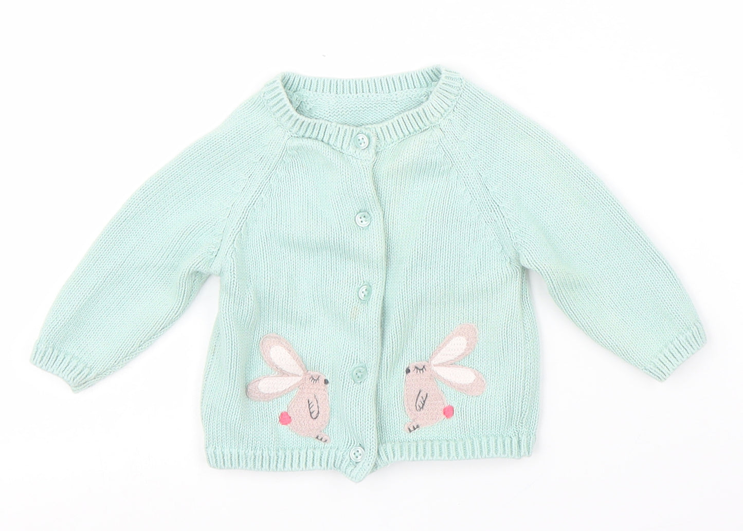 M&S Girls Green   Cardigan Jumper Size 9-12 Months