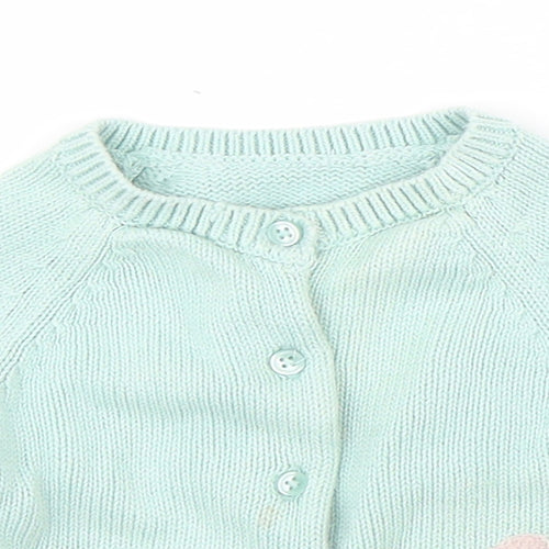 M&S Girls Green   Cardigan Jumper Size 9-12 Months