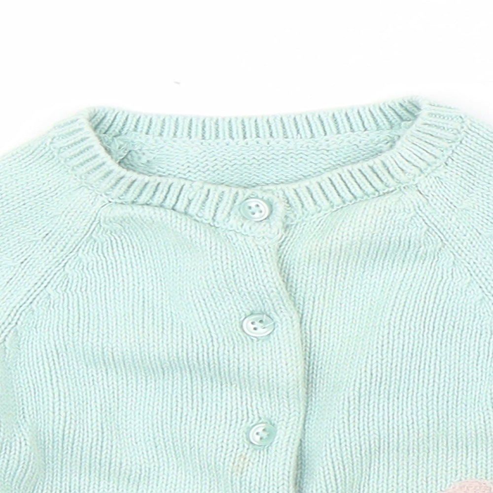 M&S Girls Green   Cardigan Jumper Size 9-12 Months