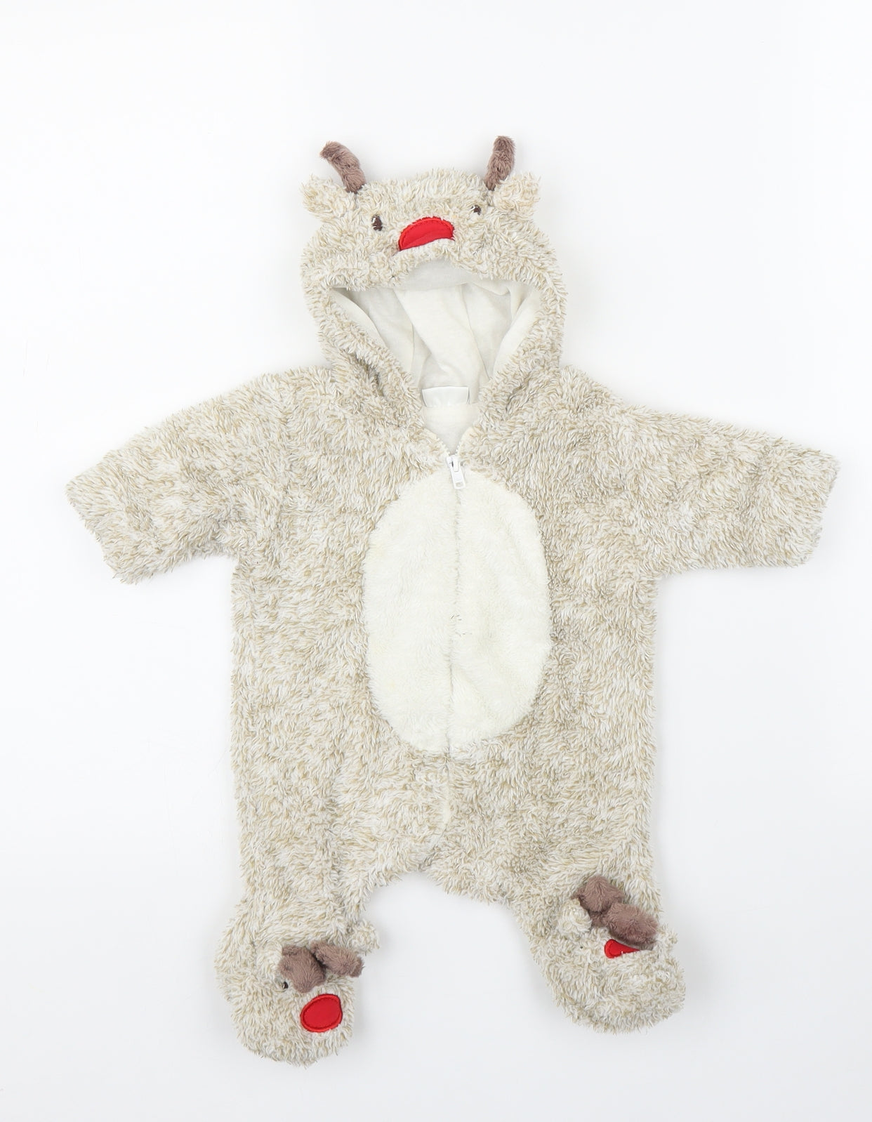 F&F Baby Beige   Babygrow One-Piece Size 0-3 Months  - Reindeer