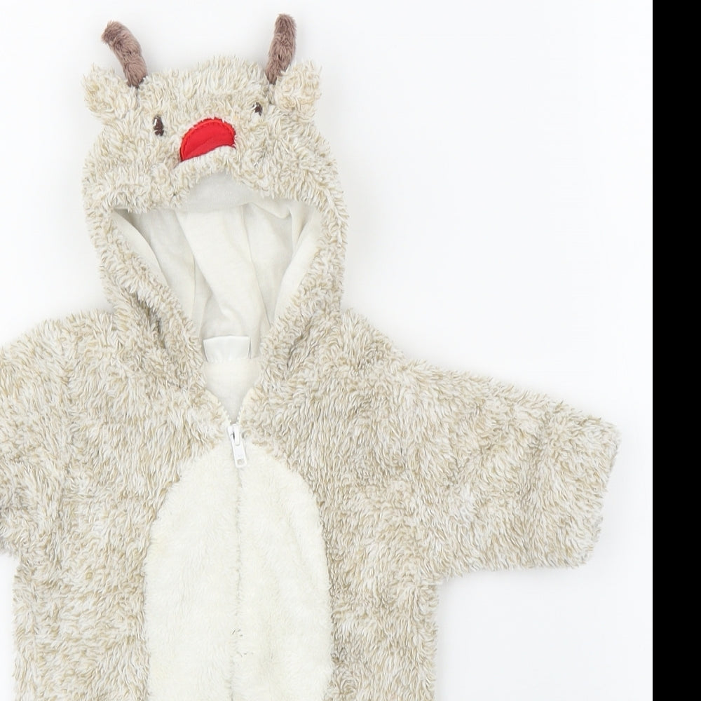 F&F Baby Beige   Babygrow One-Piece Size 0-3 Months  - Reindeer
