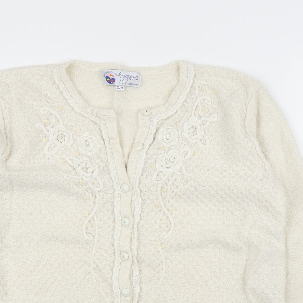 Fragrance Womens Ivory   Cardigan Jumper Size S