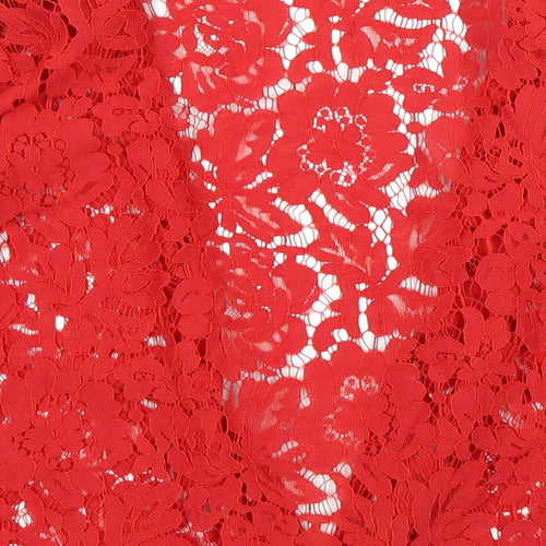 Preworn Womens Red Floral  Basic Blouse Size 10