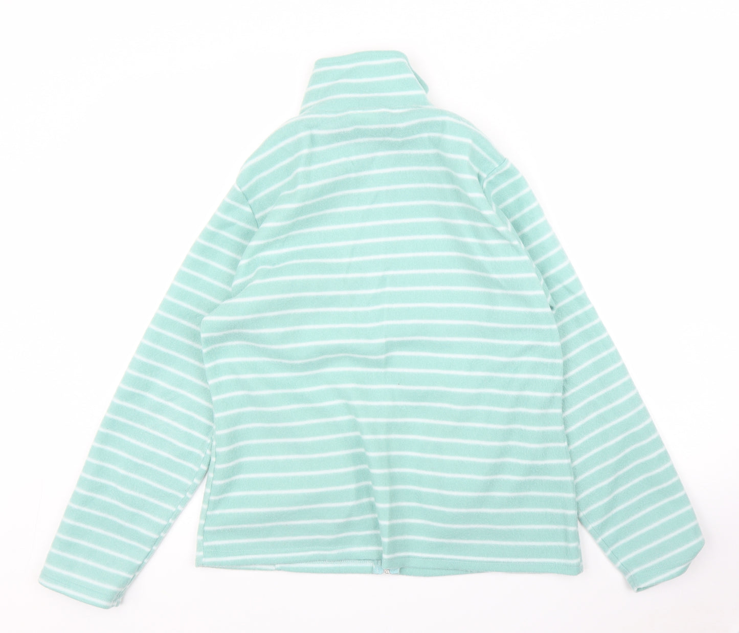 Anna De Lancay Womens Green Striped Fleece Full Zip Jumper Size S
