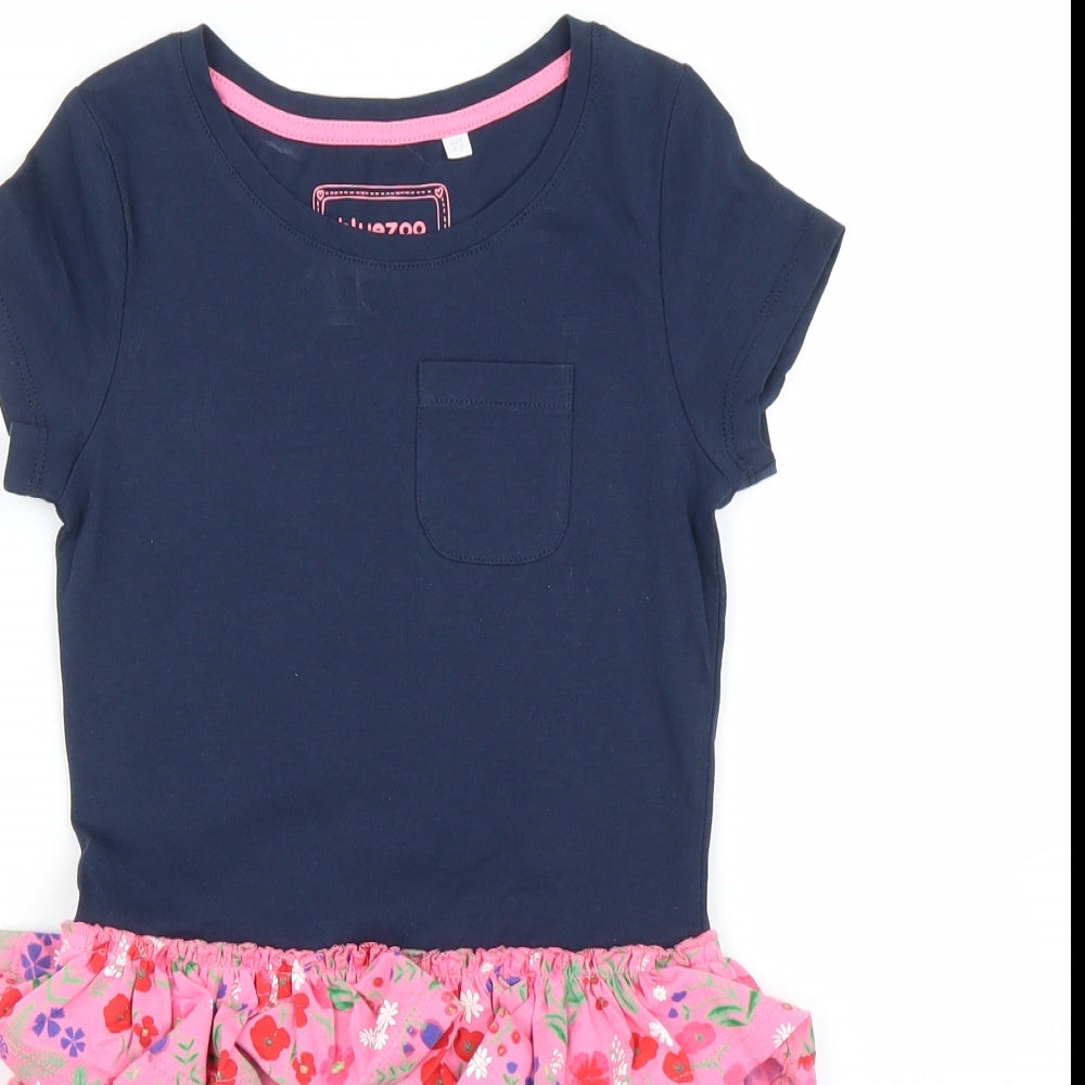 Debenhams Girls Blue Floral  A-Line  Size 6-7 Years