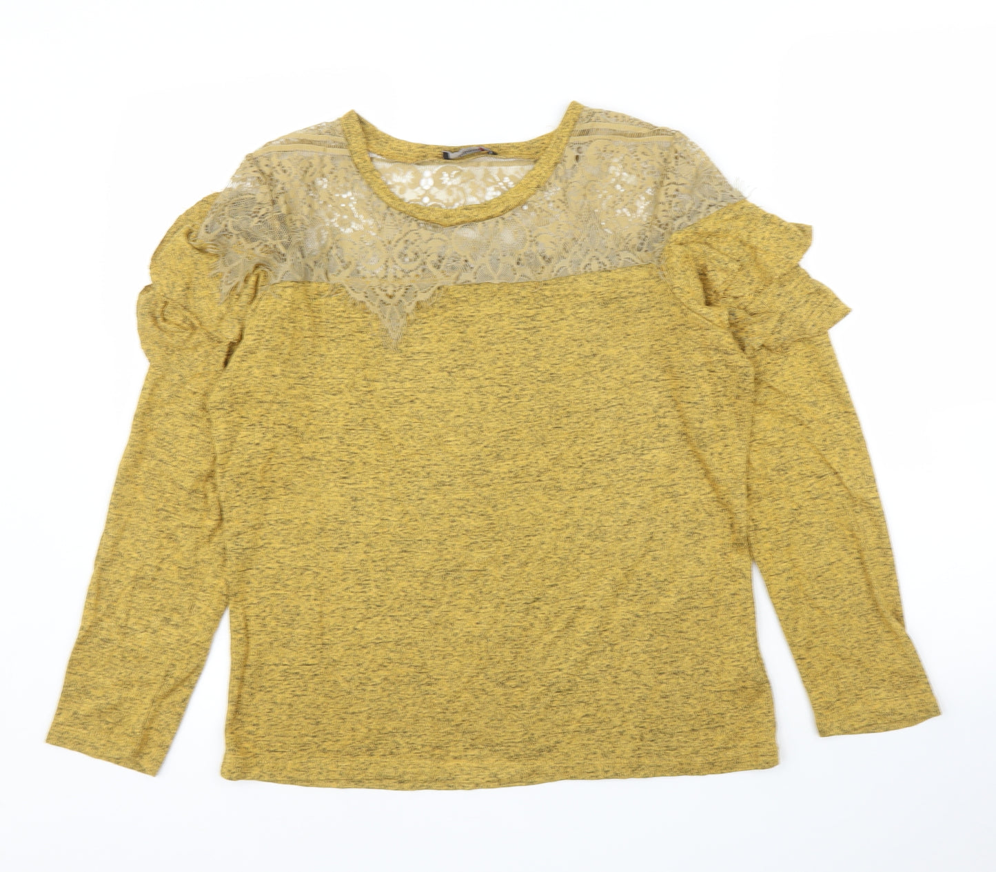 Klassy Womens Yellow Floral  Basic Blouse Size M