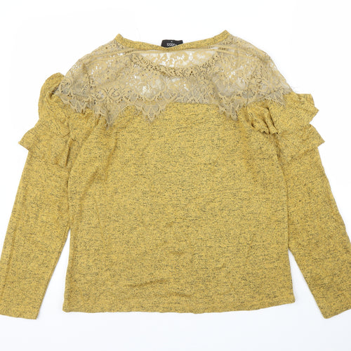 Klassy Womens Yellow Floral  Basic Blouse Size M